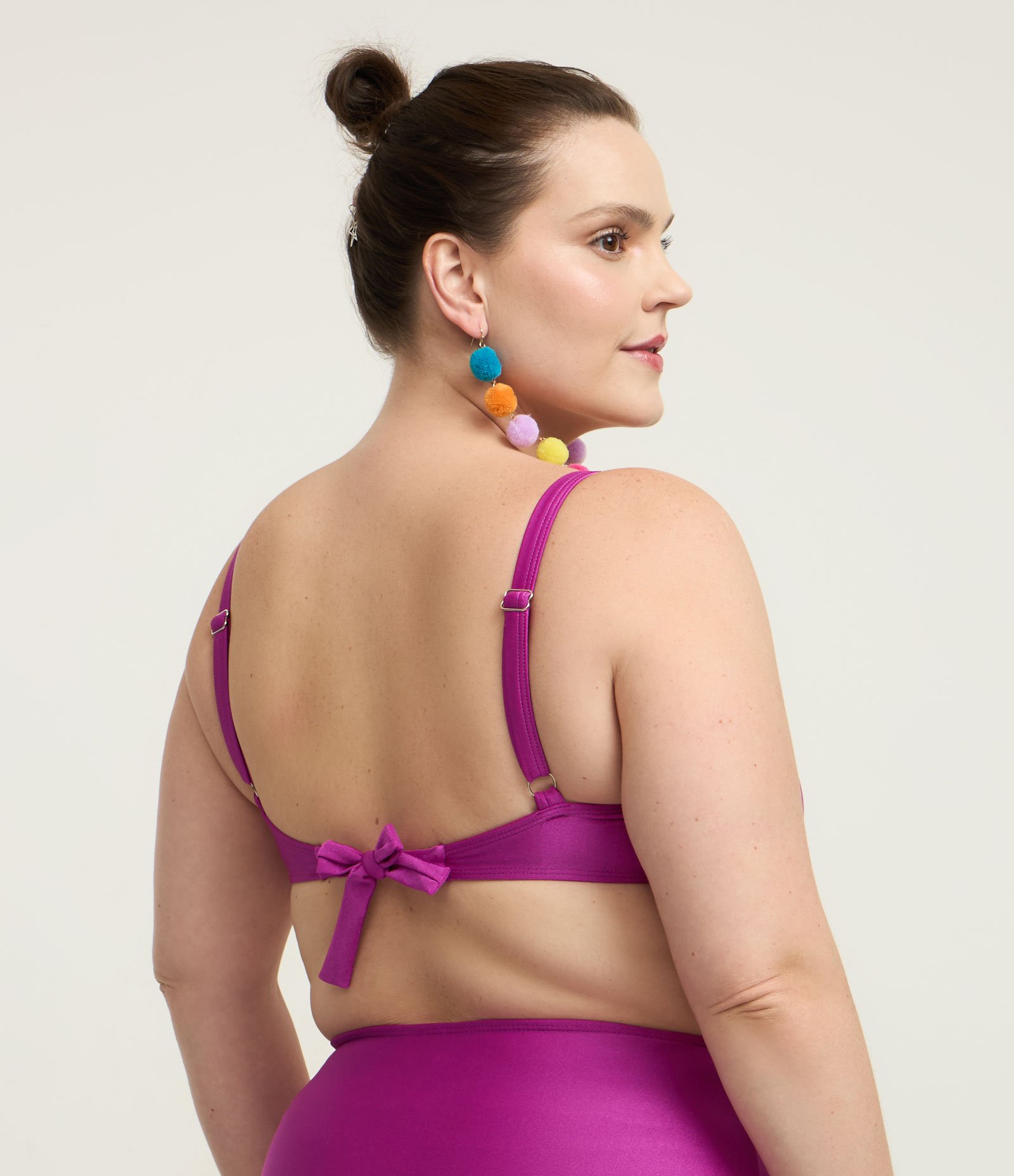 Biquíni Top Brilhoso em Microfibra com Flor Frontal Curve & Plus Size Roxo 4