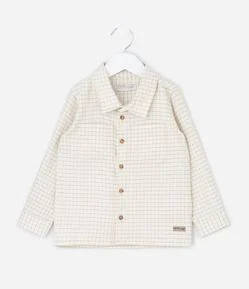 Camisa Infantil em Flanela Xadrez com Bolsos – Tam 1 a 6 Anos