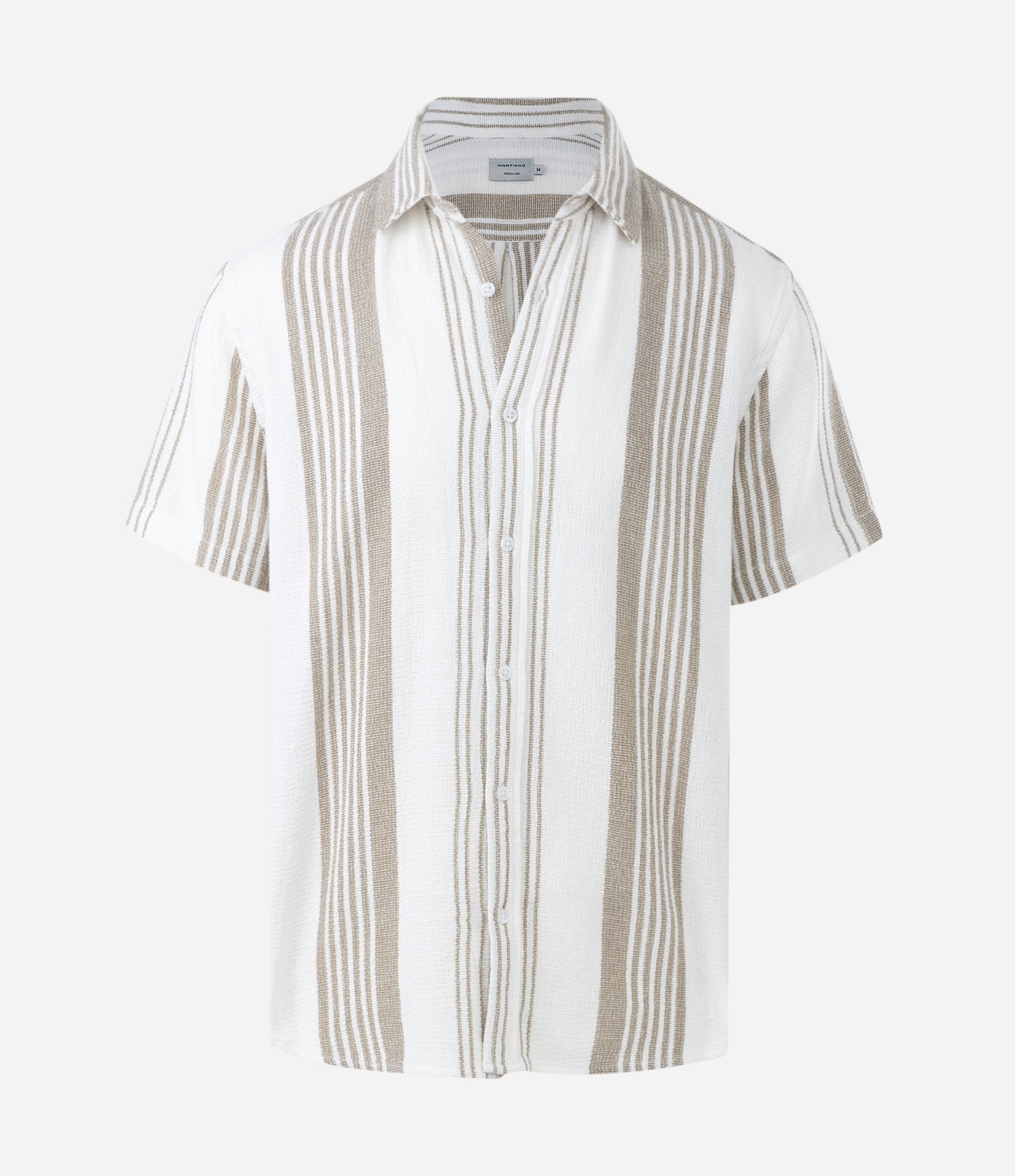 Camisa em Algodão com Textura e Listras Diversas Branco 1