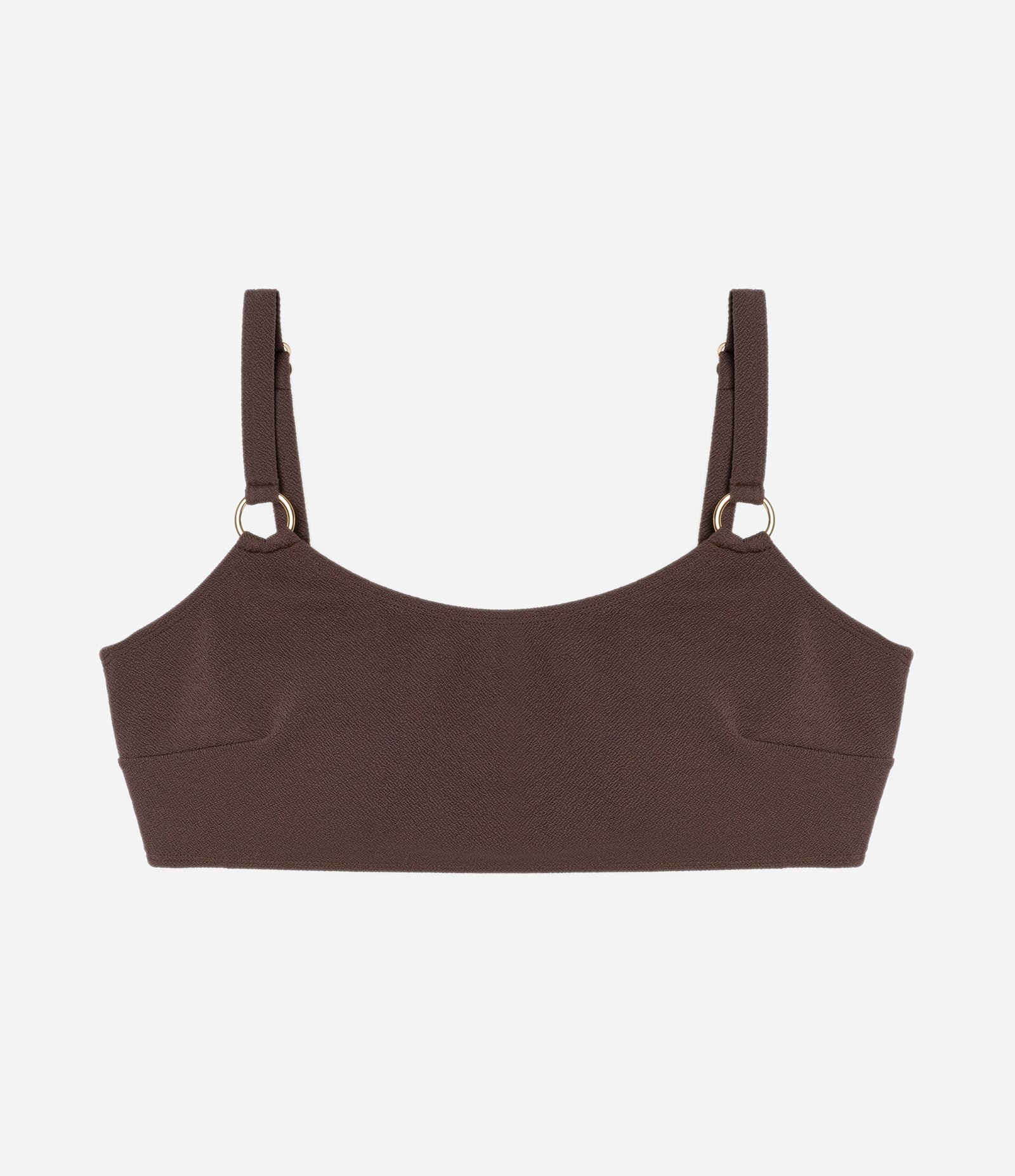 Biquíni Top Reto em Microfibra Texturizada com Aviamentos Curve & Plus Size Marrom 1