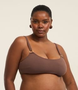 Biquíni Top Reto em Microfibra Texturizada com Aviamentos Curve & Plus Size