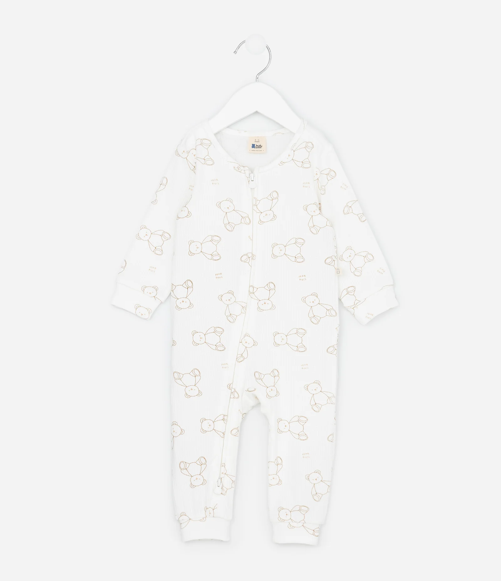 Macacão Infantil Canelado com Estampa de Ursinhos – Tam RN a 24 Meses Branco 2