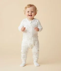 Macacão Infantil Canelado com Estampa de Ursinhos – Tam RN a 24 Meses