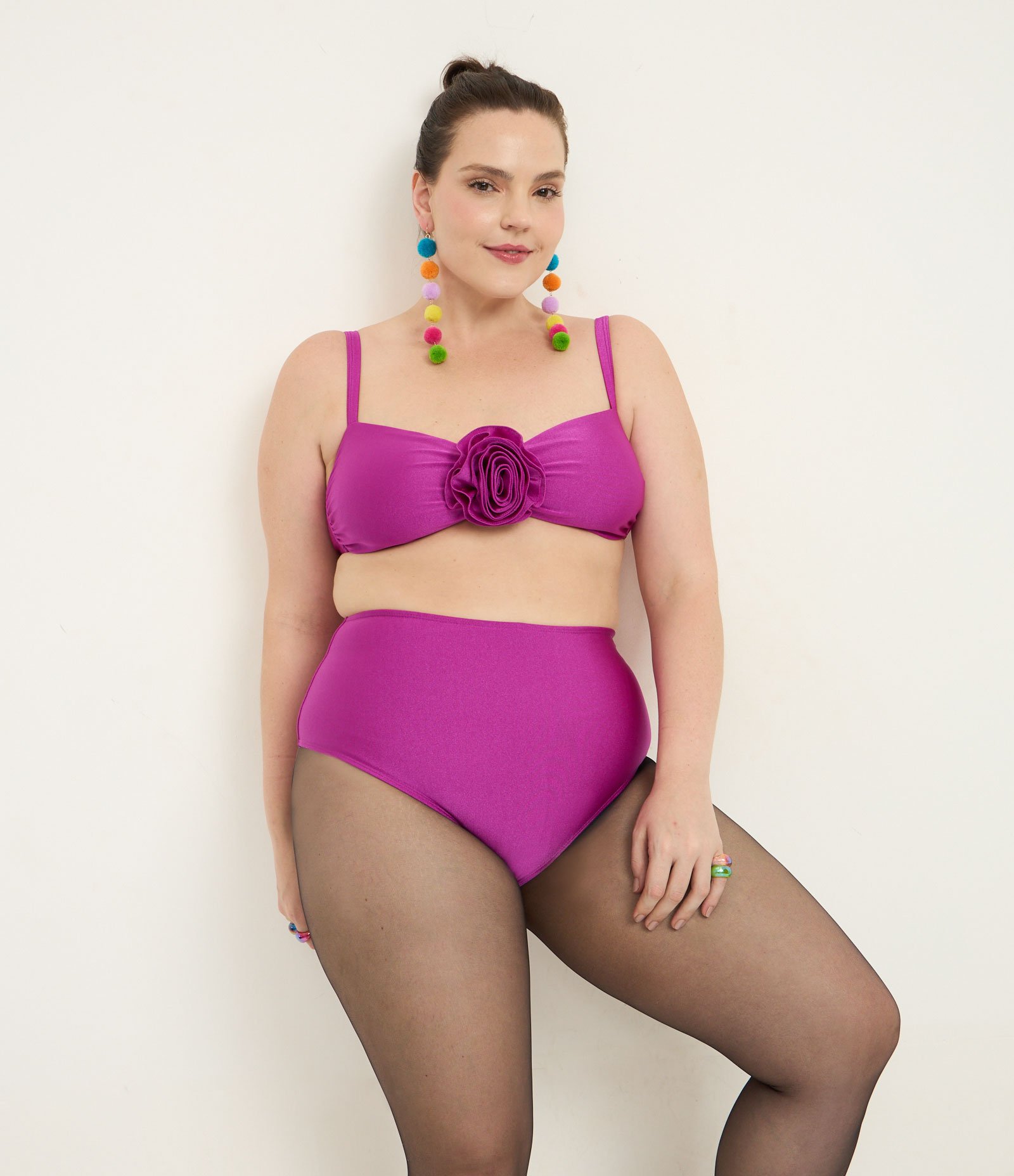 Biquíni Hot Pants em Microfibra Texturizada Curve & Plus Size Uva 1