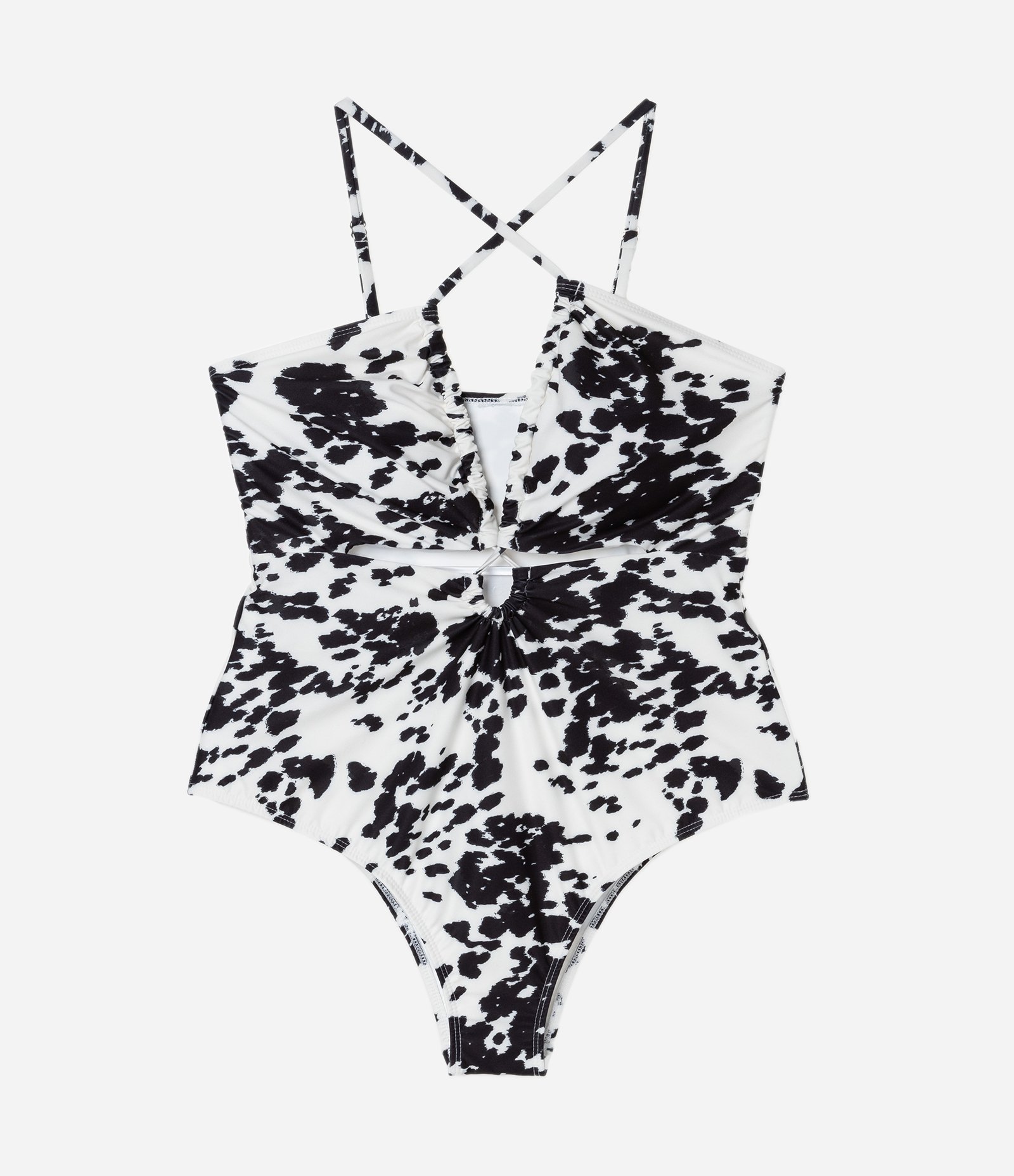 Maiô em Microfibra Estampa Animal Print Vaca Curve & Plus Size Off White/Preto 5