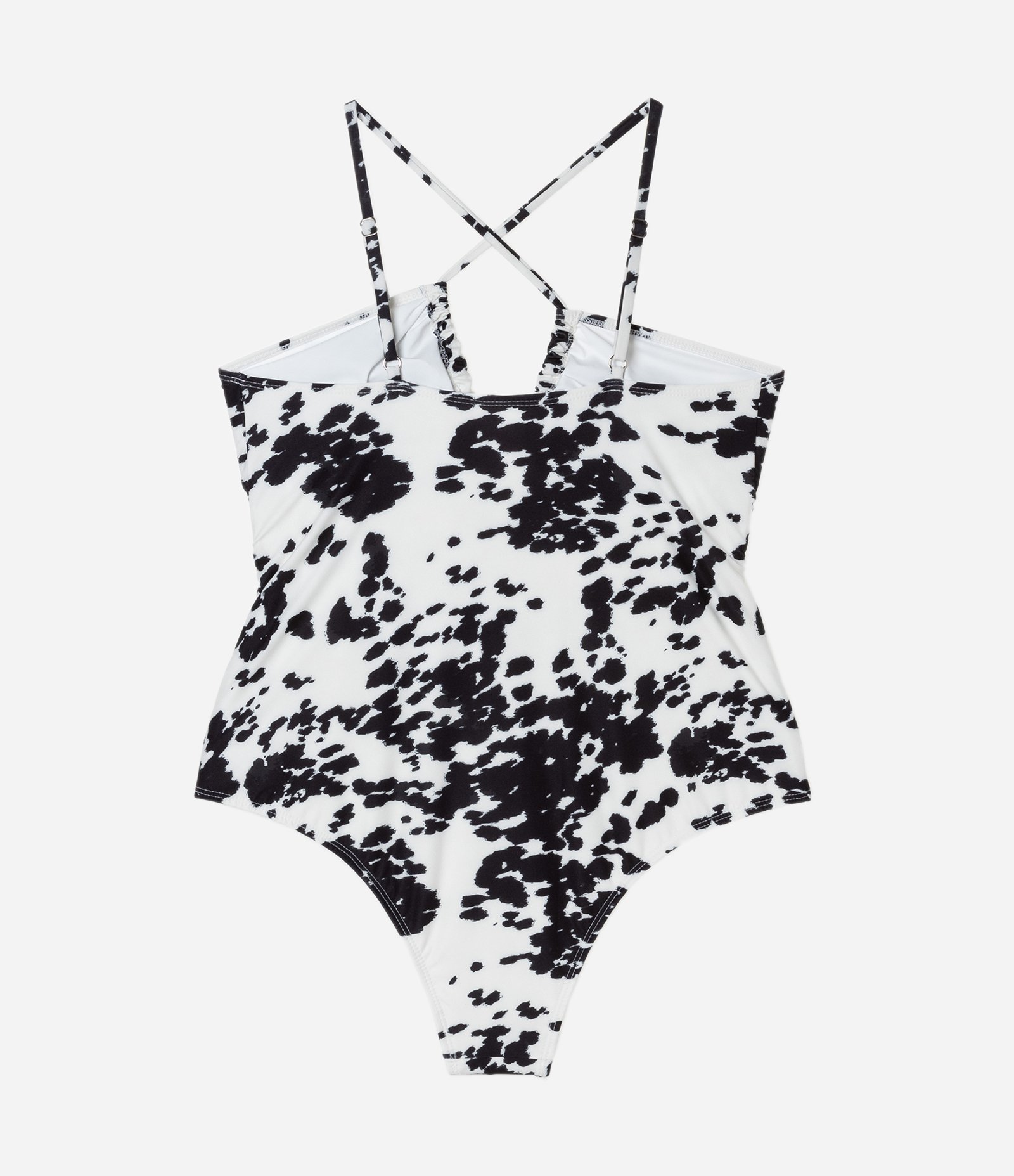 Maiô em Microfibra Estampa Animal Print Vaca Curve & Plus Size Off White/Preto 6