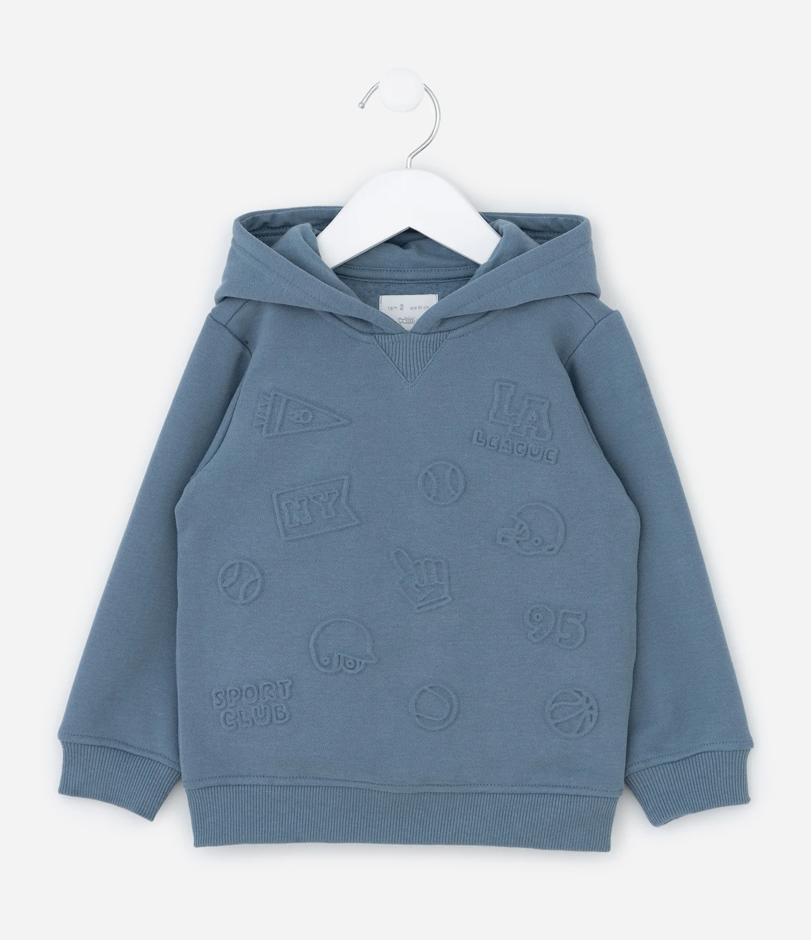 Casaco Infantil com Ícones Embossed e Capuz – Tam 1 a 6 Anos Azul Médio 1