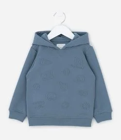 Casaco Infantil com Ícones Embossed e Capuz – Tam 1 a 6 Anos