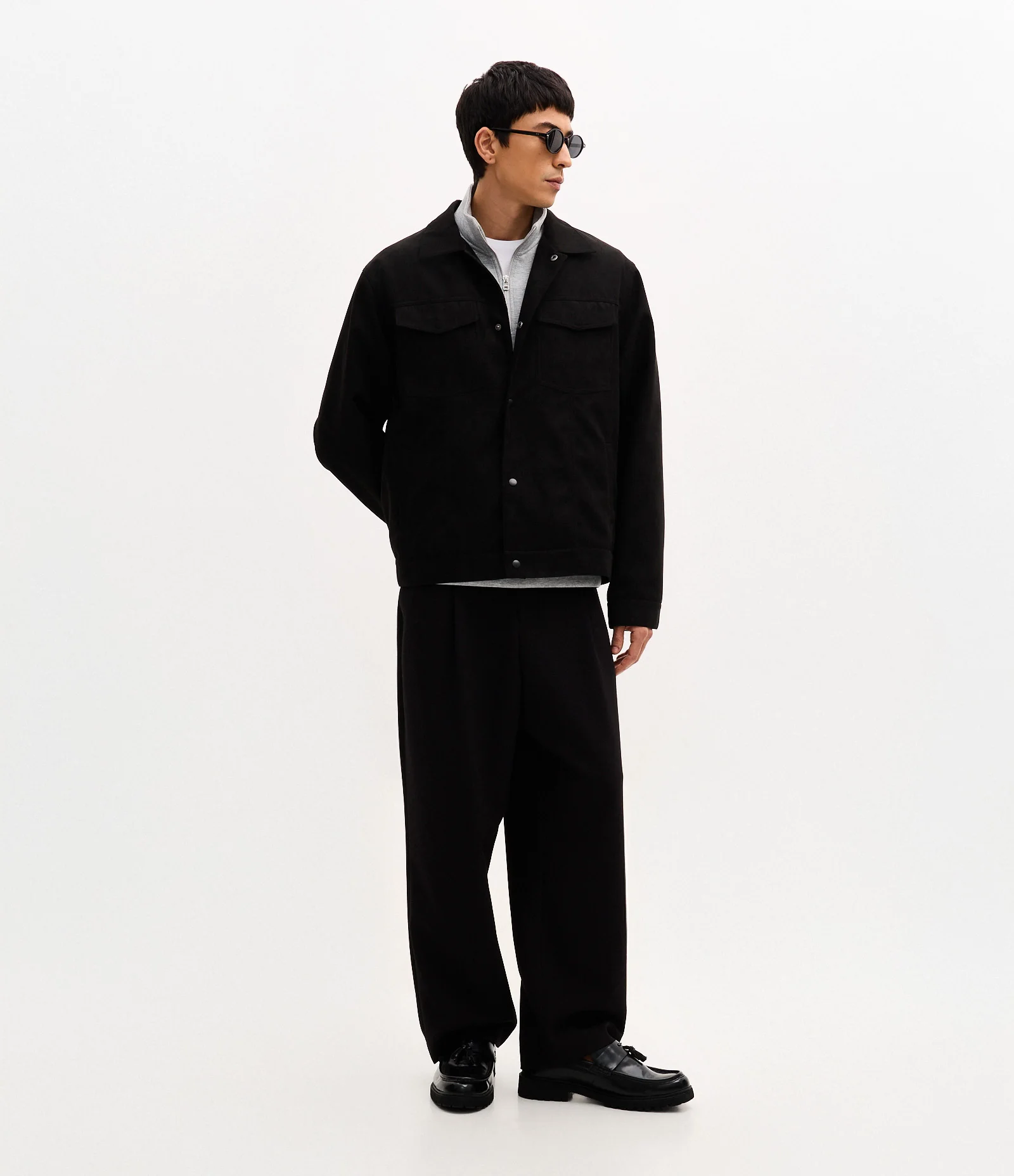 Jaqueta Trucker em Suede com Botões Preto 2