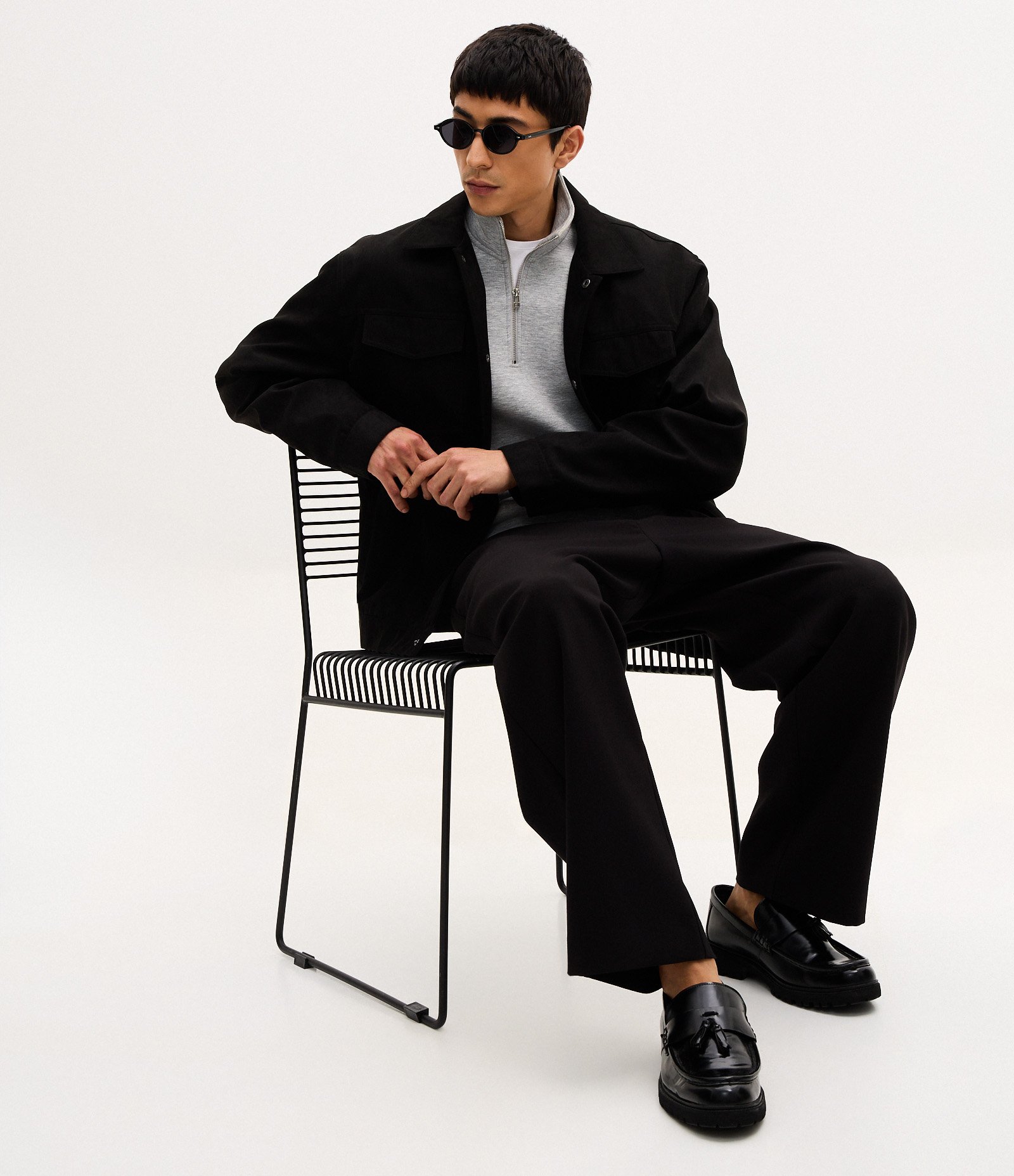 Jaqueta Trucker em Suede com Botões Preto 4