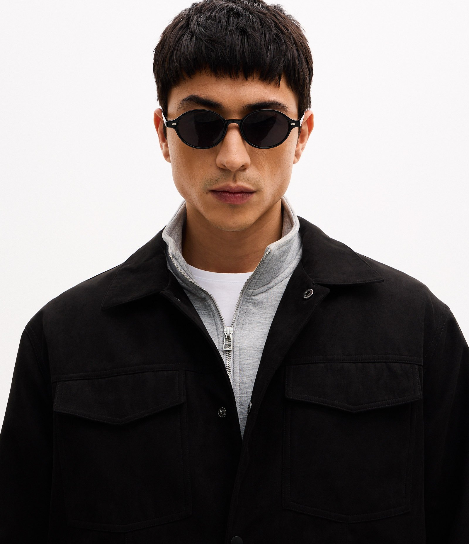 Jaqueta Trucker em Suede com Botões Preto 5