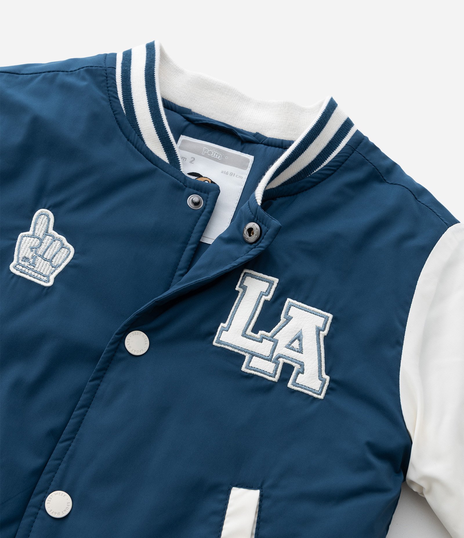 Jaqueta Infantil Bomber com Patches College – Tam 1 a 5/6 Anos Azul Marinho 8