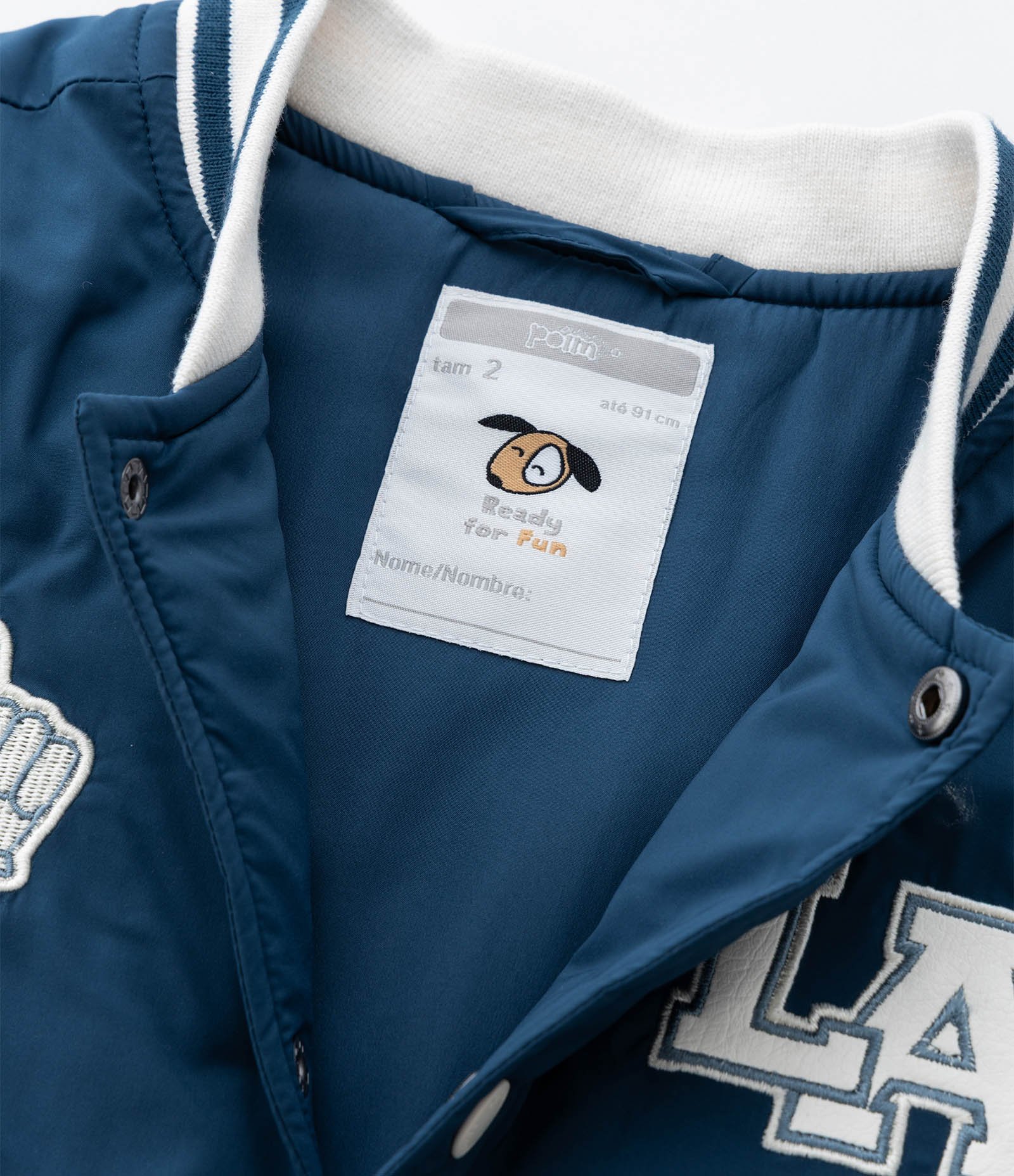 Jaqueta Infantil Bomber com Patches College – Tam 1 a 5/6 Anos Azul Marinho 5