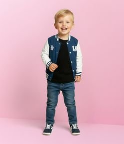 Jaqueta Infantil Bomber com Patches College – Tam 1 a 5/6 Anos