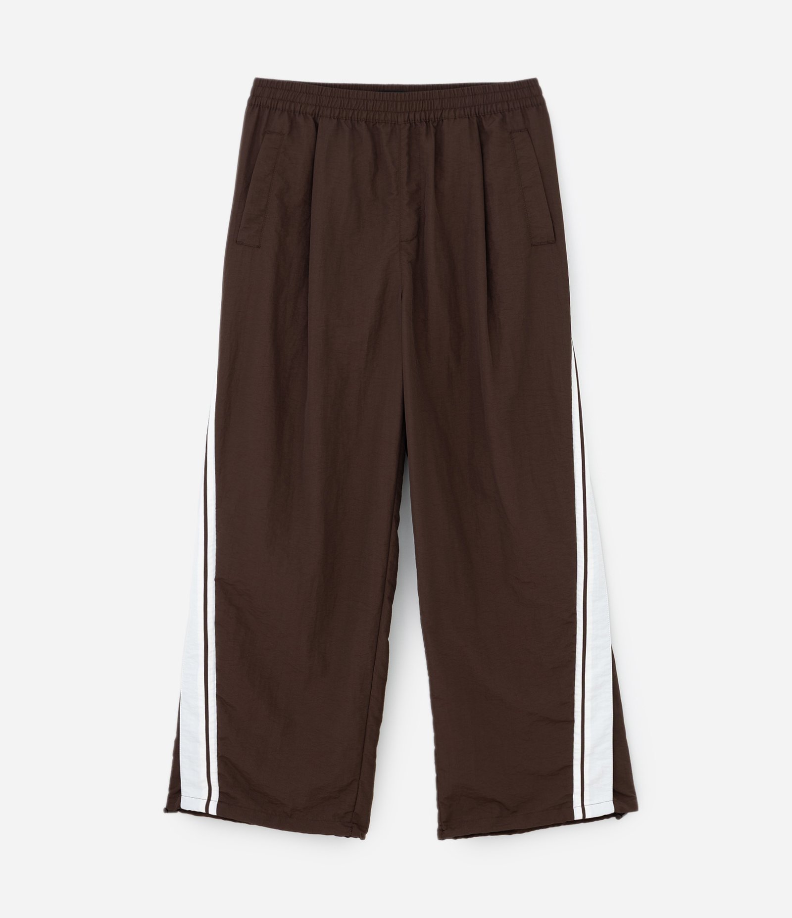 Calça em Poliamida Lisa com Listrar nas Laterais Marrom 1