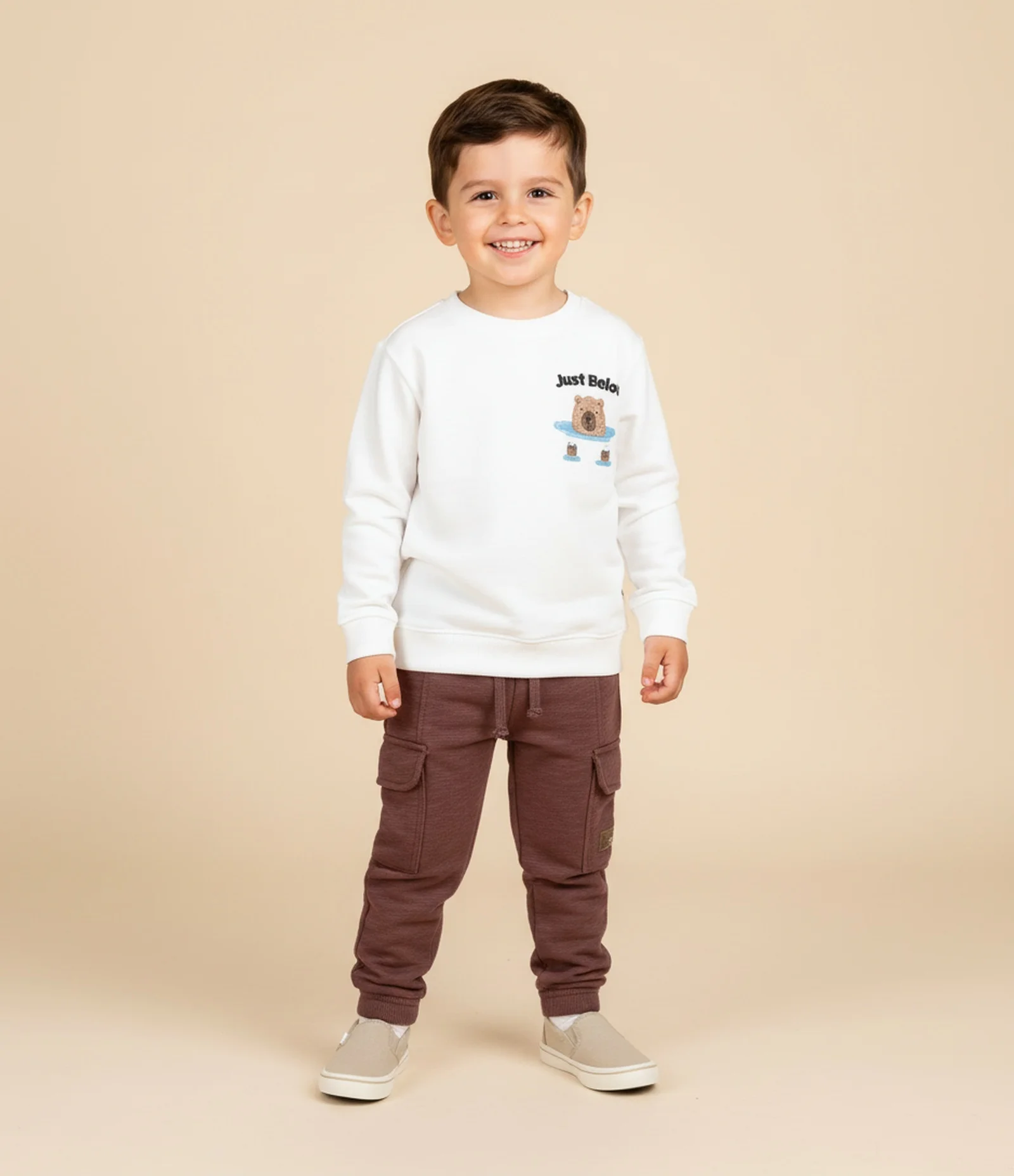 Calça Infantil em Moletom com Bolsos Cargo – Tam 1 a 5/6 Anos Vinho 1