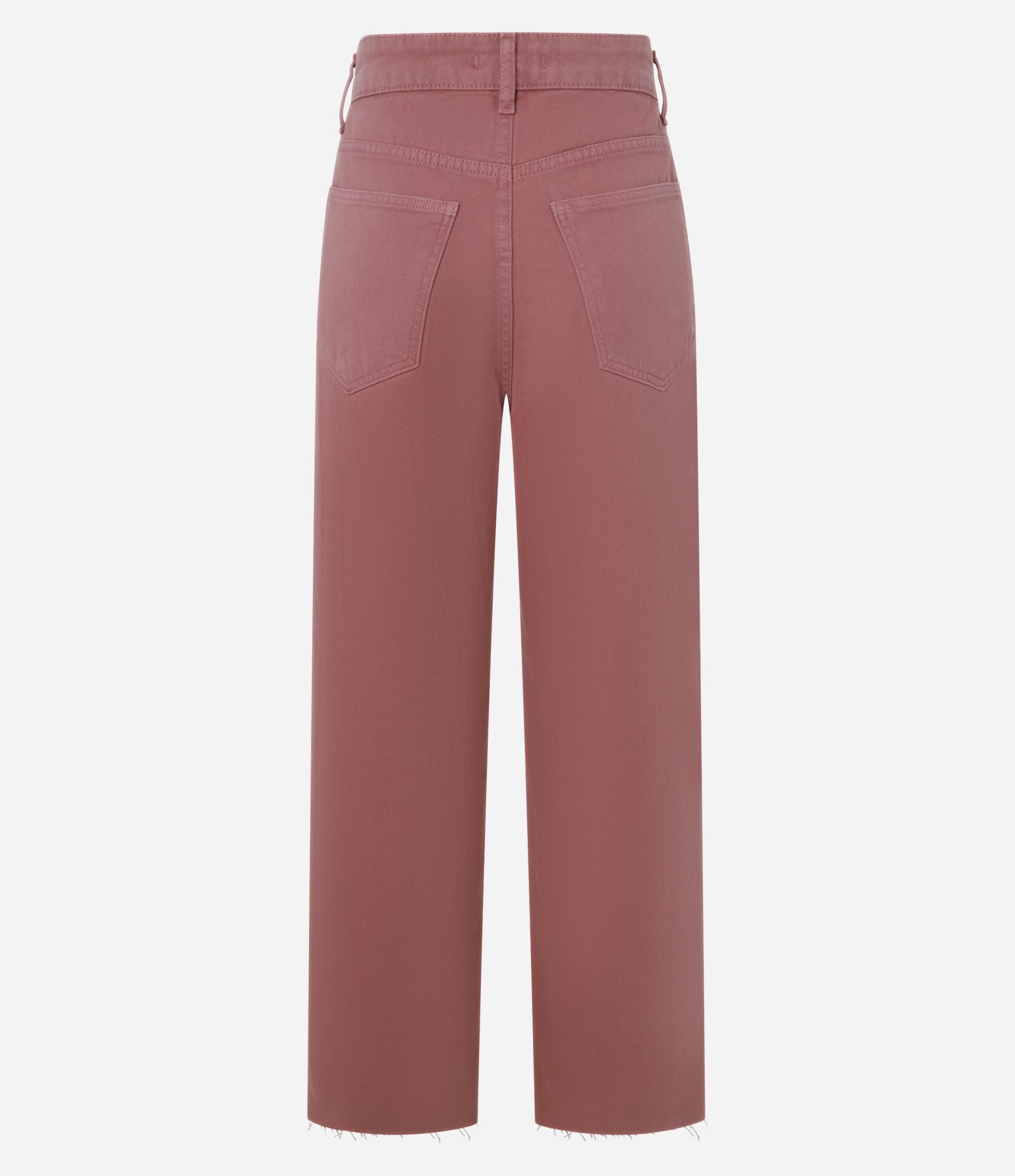 Calça Reta em Sarja com Barra Desfiada Rosa 6