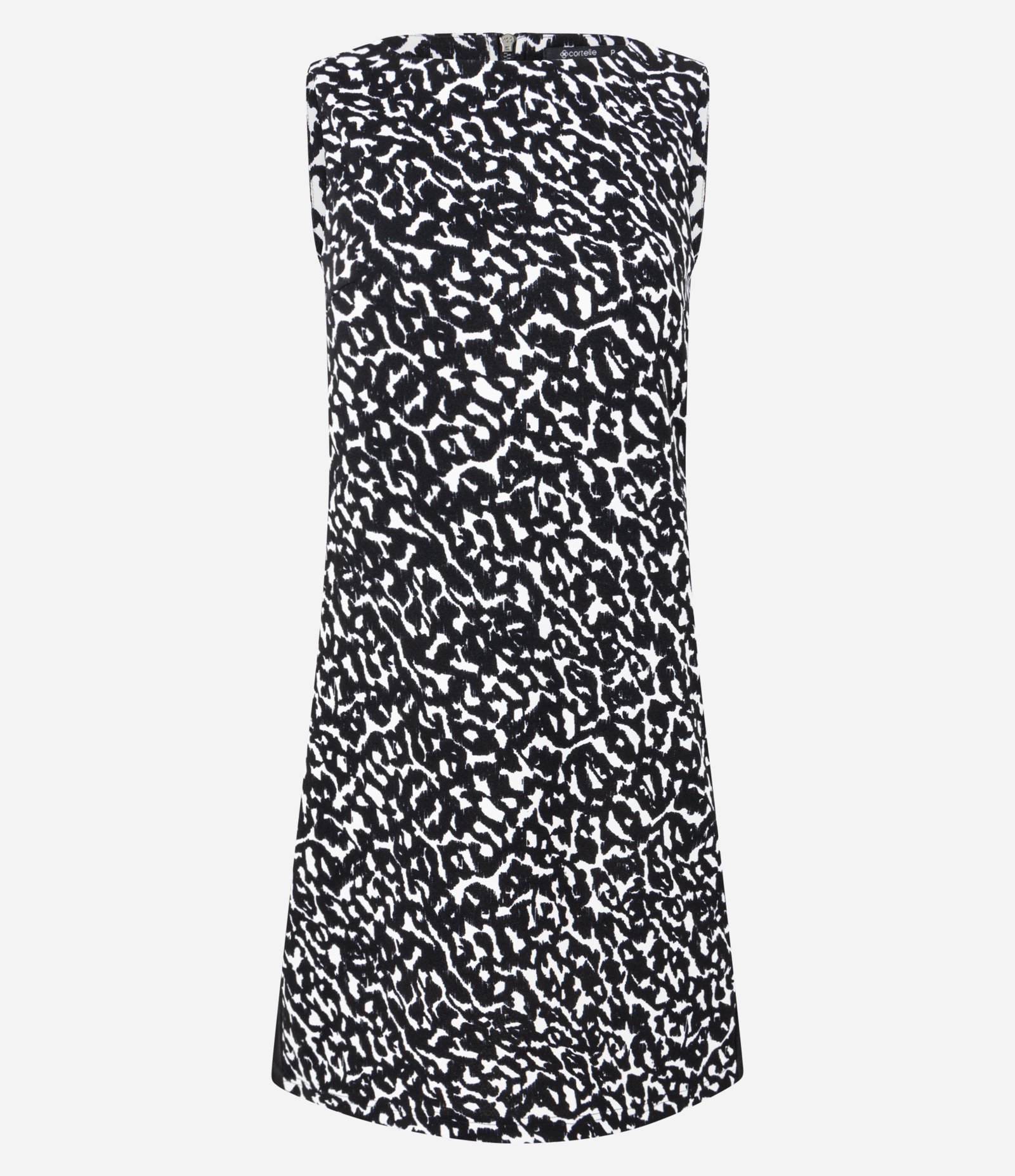 Vestido Curto Sem Manga com Estampa Geométrica Preto 6