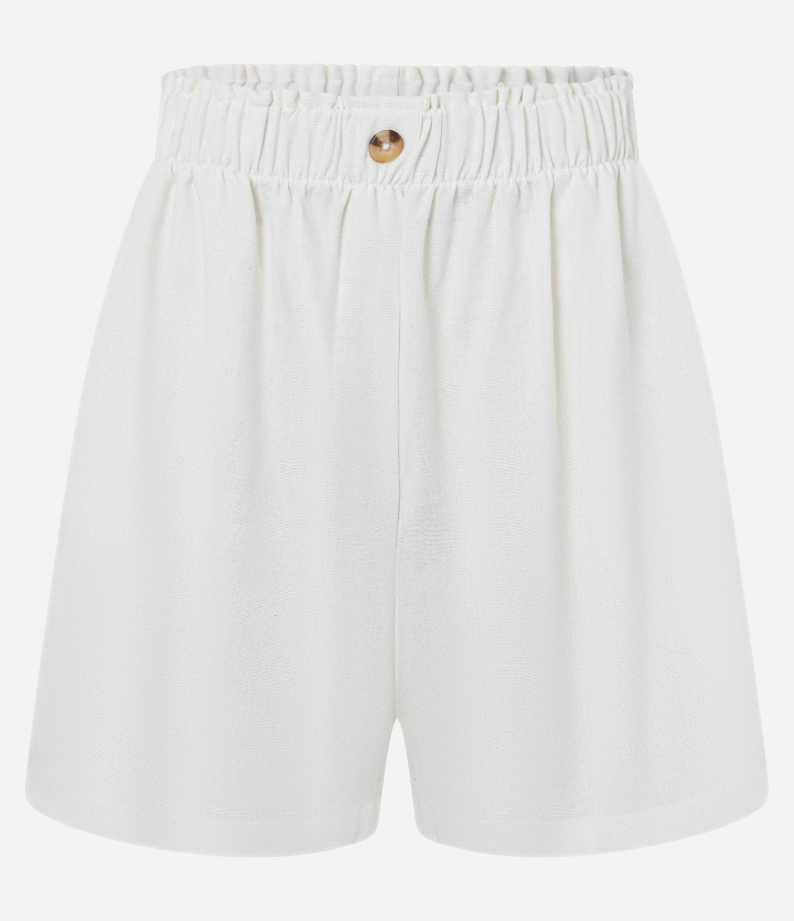 Short Runner em Viscolinho com Botão no Cós Off White 5