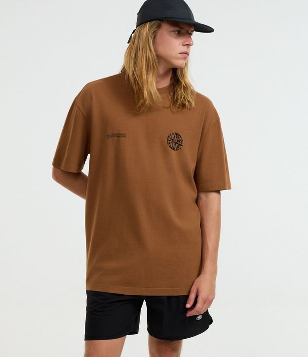 Camiseta Relaxed em Malhão com Estampa Lettering