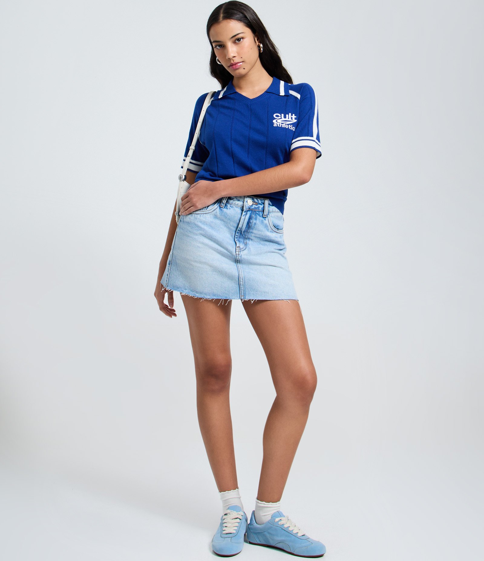 Camiseta Polo Esportiva em Tricô com Punho Listrado Azul 2