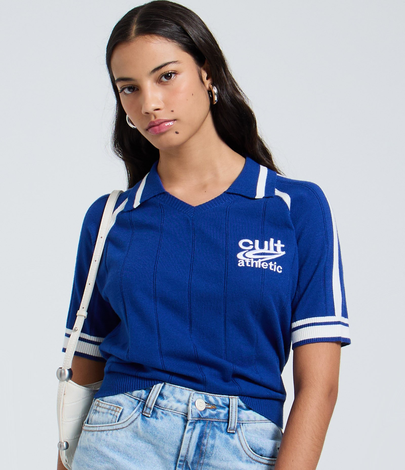 Camiseta Polo Esportiva em Tricô com Punho Listrado Azul 3