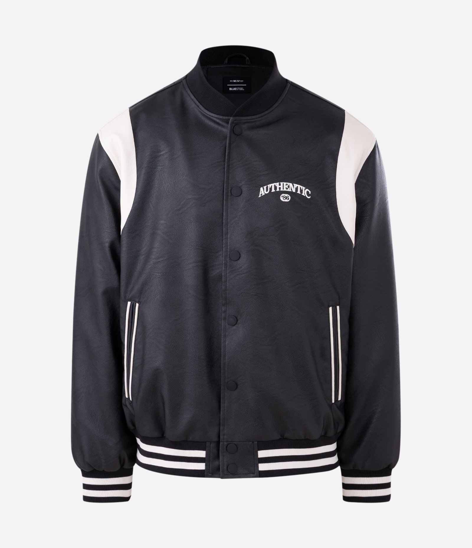 Jaqueta Bomber em PU com Recortes e Bordado na Frente e Costas Preto 6