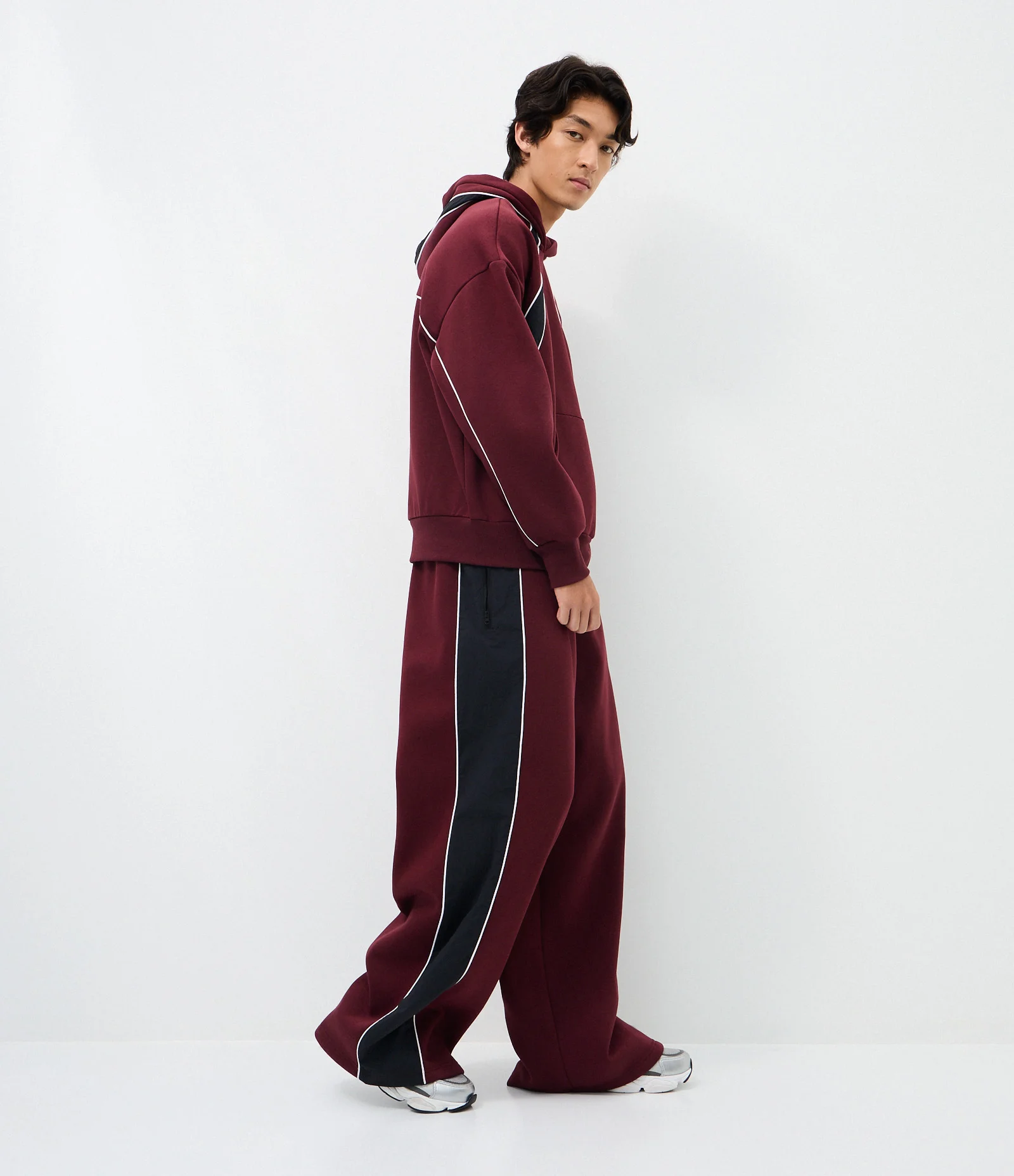Calça de Moletom com Felpa e Painéis Vermelho 1