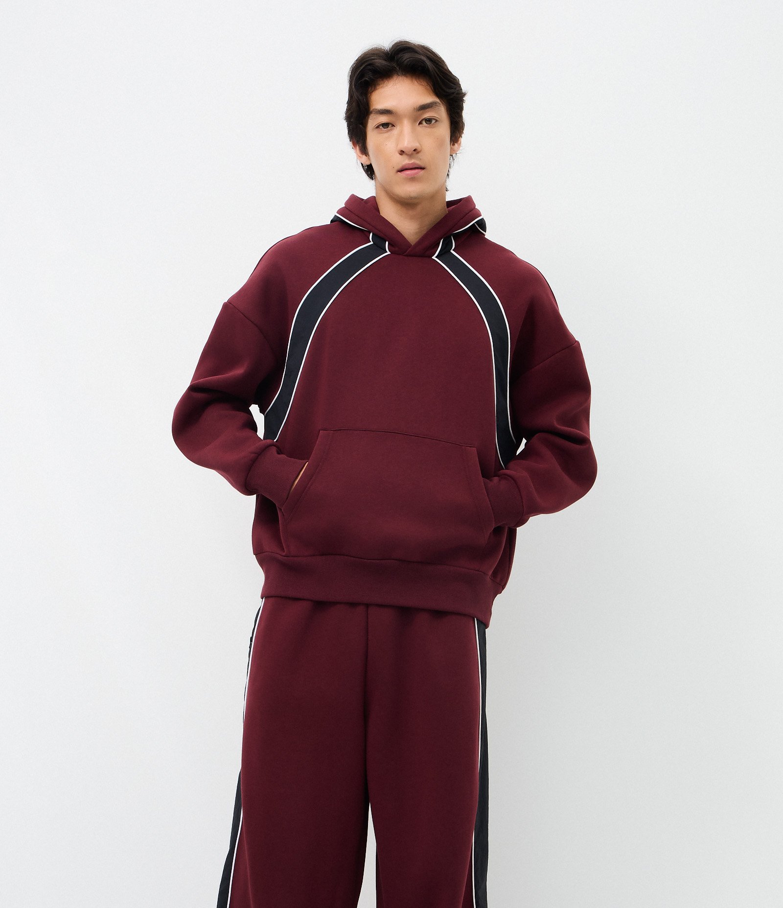 Calça de Moletom com Felpa e Painéis Vermelho 4