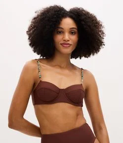 Biquini Top Meia Taça com Aviamento de Pedrinhas