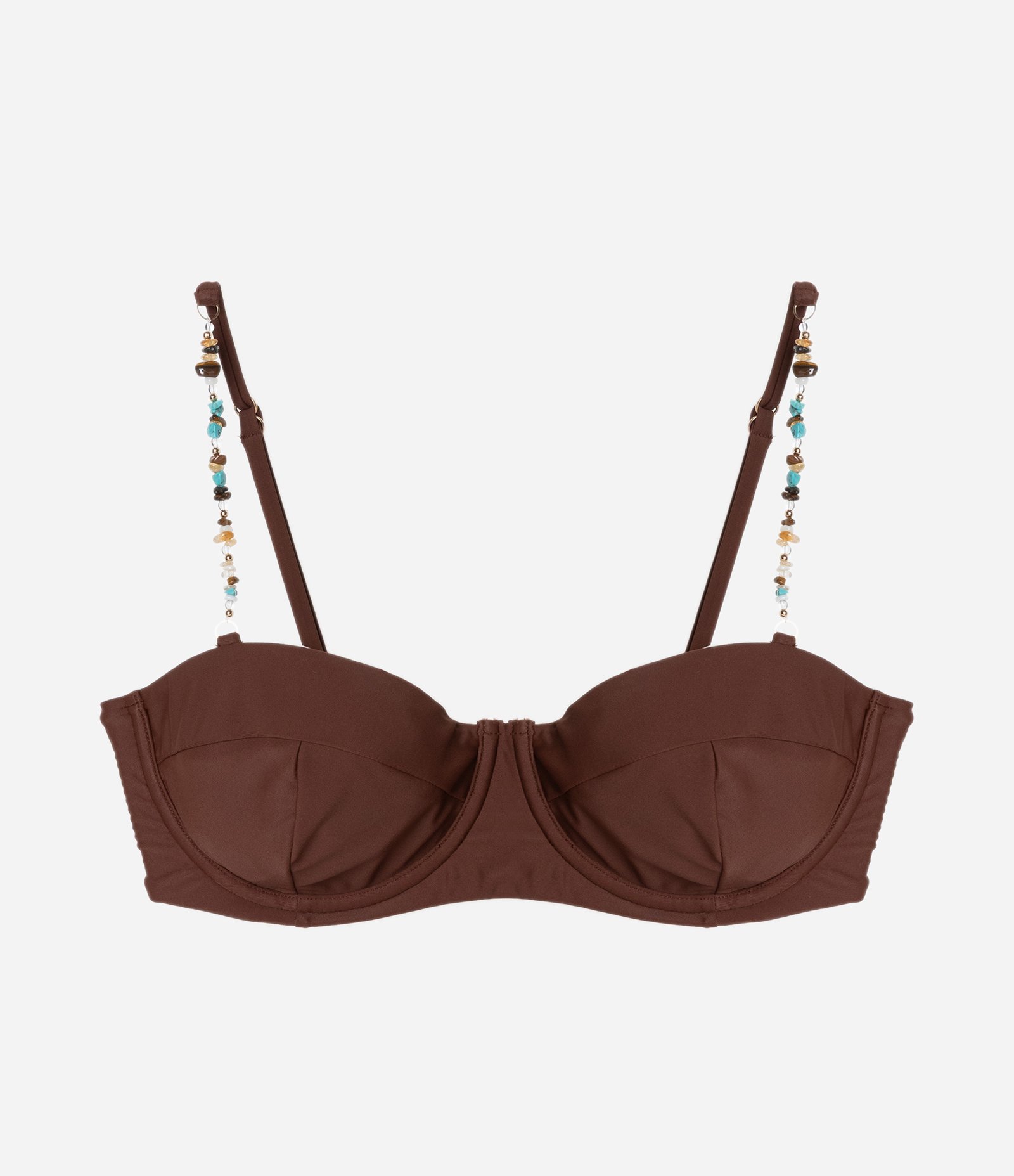 Biquini Top Meia Taça com Aviamento de Pedrinhas Marrom 5