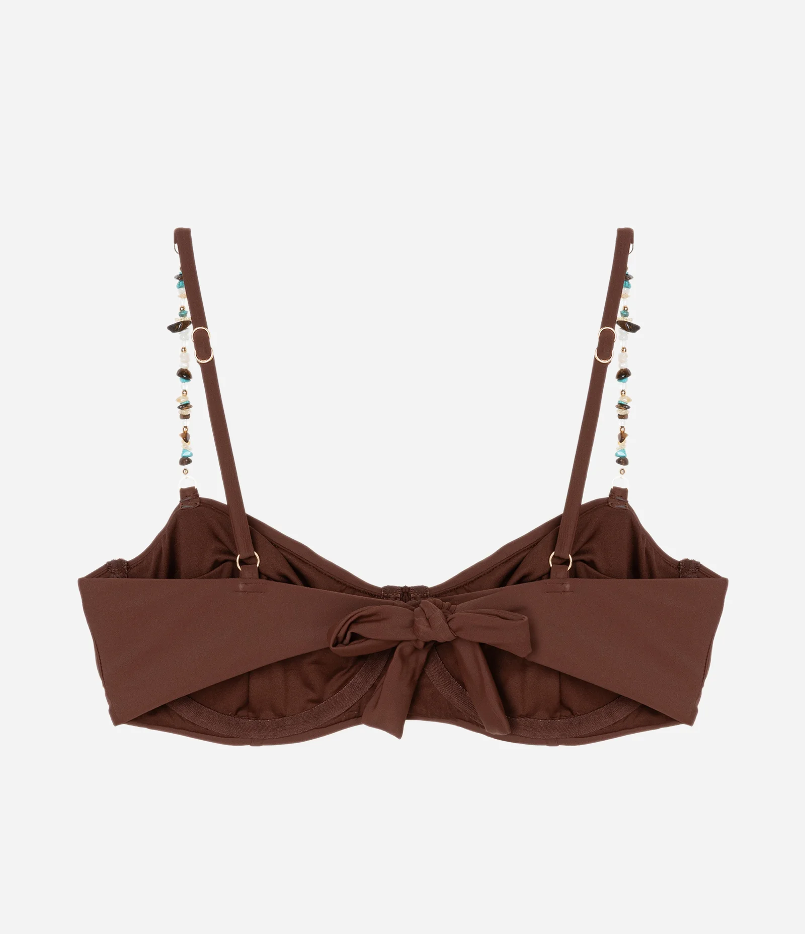 Biquini Top Meia Taça com Aviamento de Pedrinhas Marrom 6