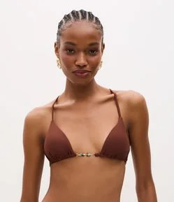 Biquini Top com Costas Trançadas e Aviamento de Pedrinhas