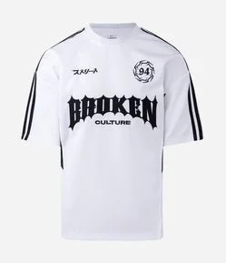 Camiseta Manga Curta em Tecido Sintético e Lettering Broken Culture