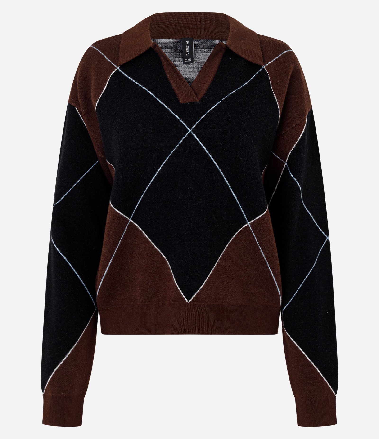 Blusão Xadrez em Tricô com Gola Polo Bordo 4