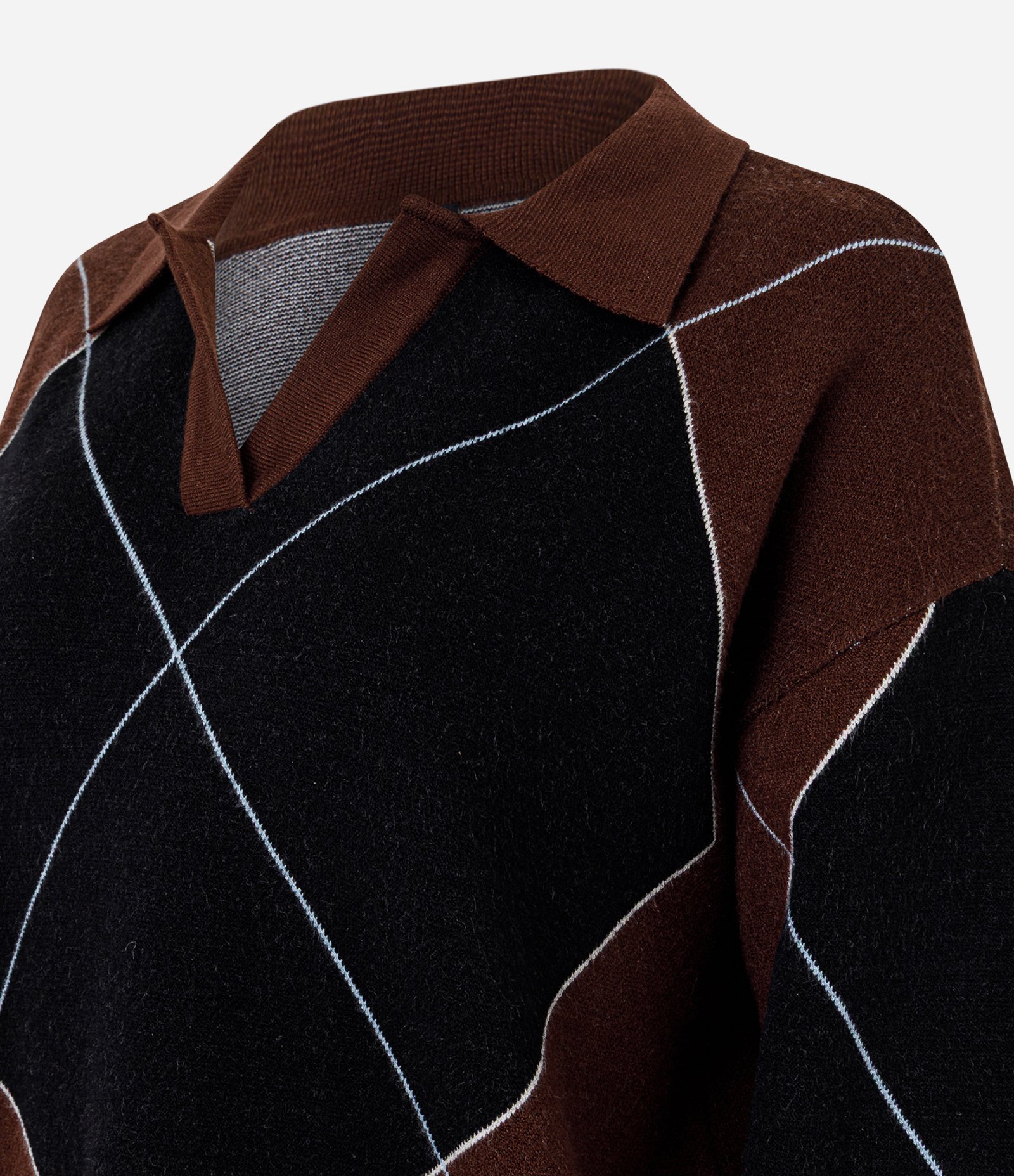 Blusão Xadrez em Tricô com Gola Polo Bordo 5