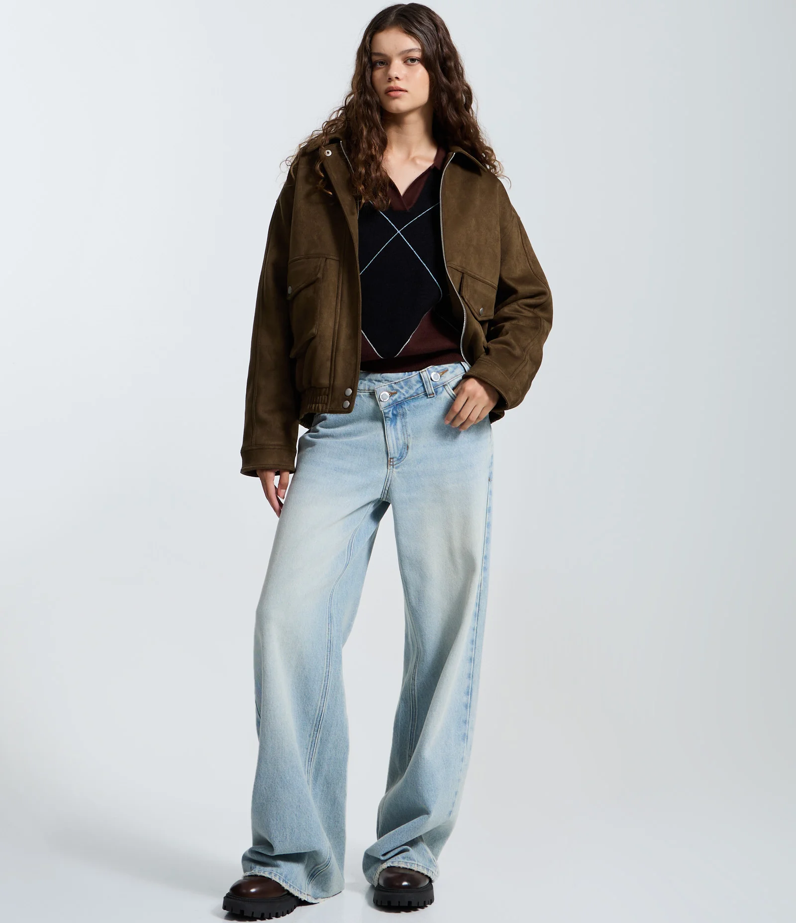 Blusão Xadrez em Tricô com Gola Polo Bordo 2