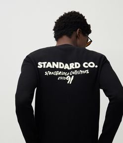 Camiseta Manga Longa com Textura Waffle com Lettering