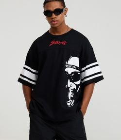 Camiseta Oversized em Algodão com Estampa Lettering Sabotage
