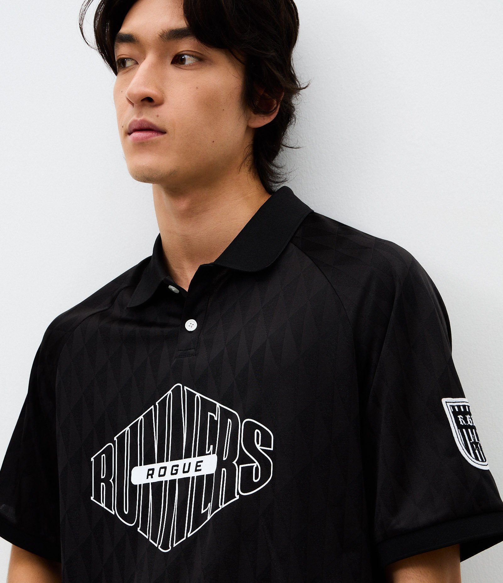 Polo Masculina Manga Curta Boxy Runners Preto 1