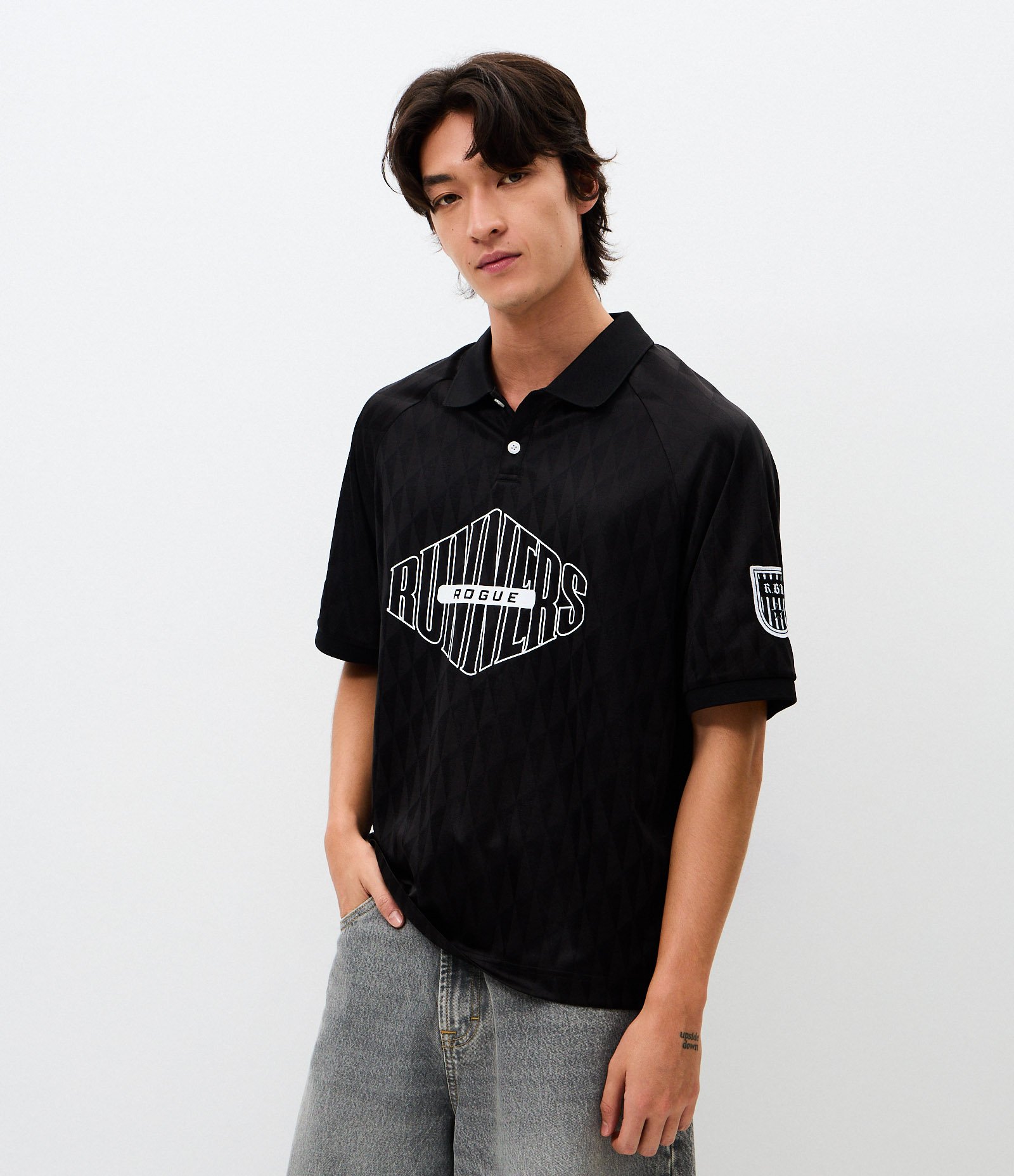 Polo Masculina Manga Curta Boxy Runners Preto 4