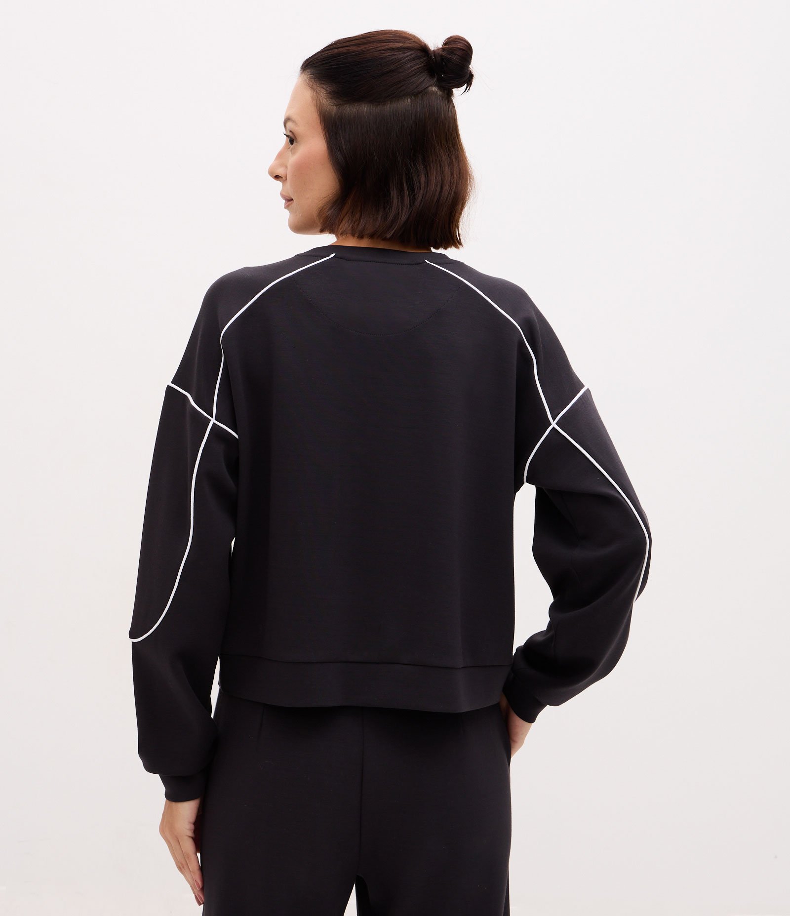 Blusão Esportivo Oversized em Modal com Friso Contrastante Cinza Escuro 5