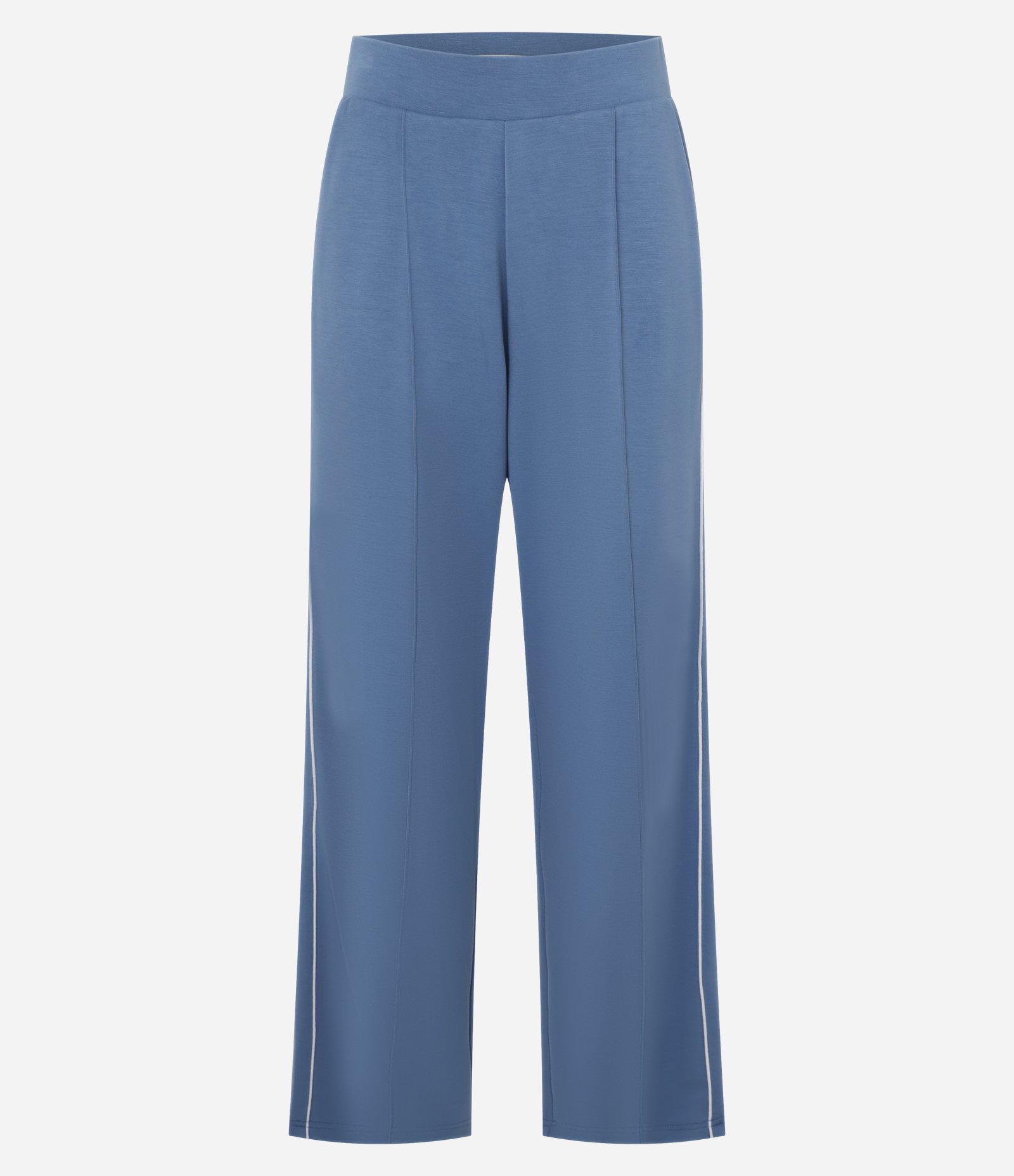 Calça Reta Esportiva em Modal com Cós em Ribana e Friso Contrastante Azul 5