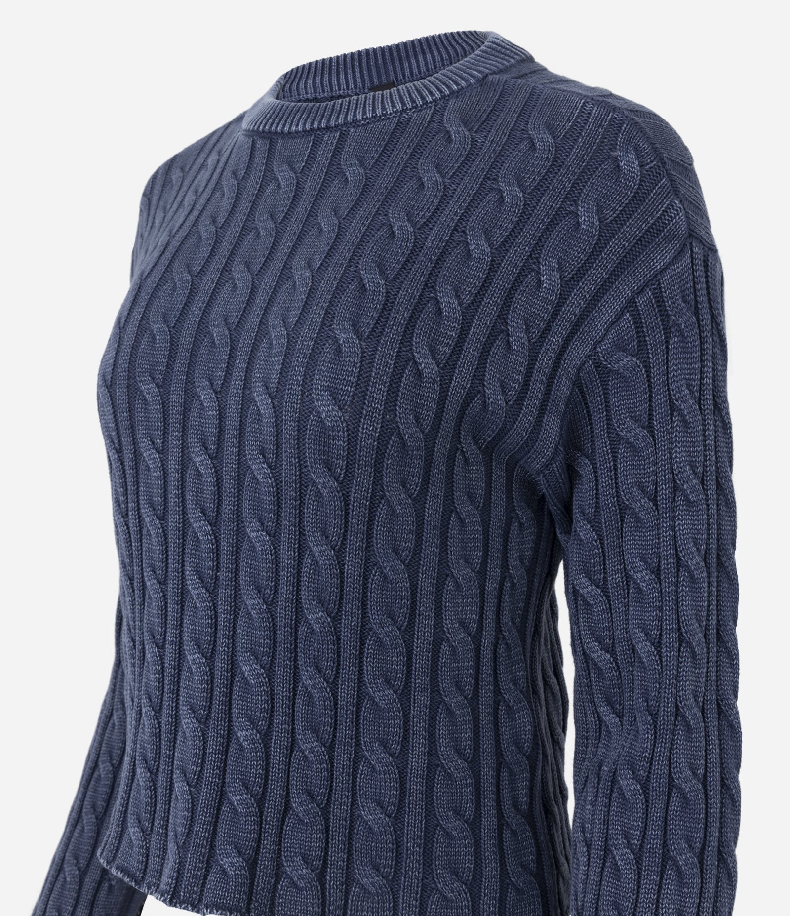 Blusa Tramada em Tricô com Manga Longa Azul 6