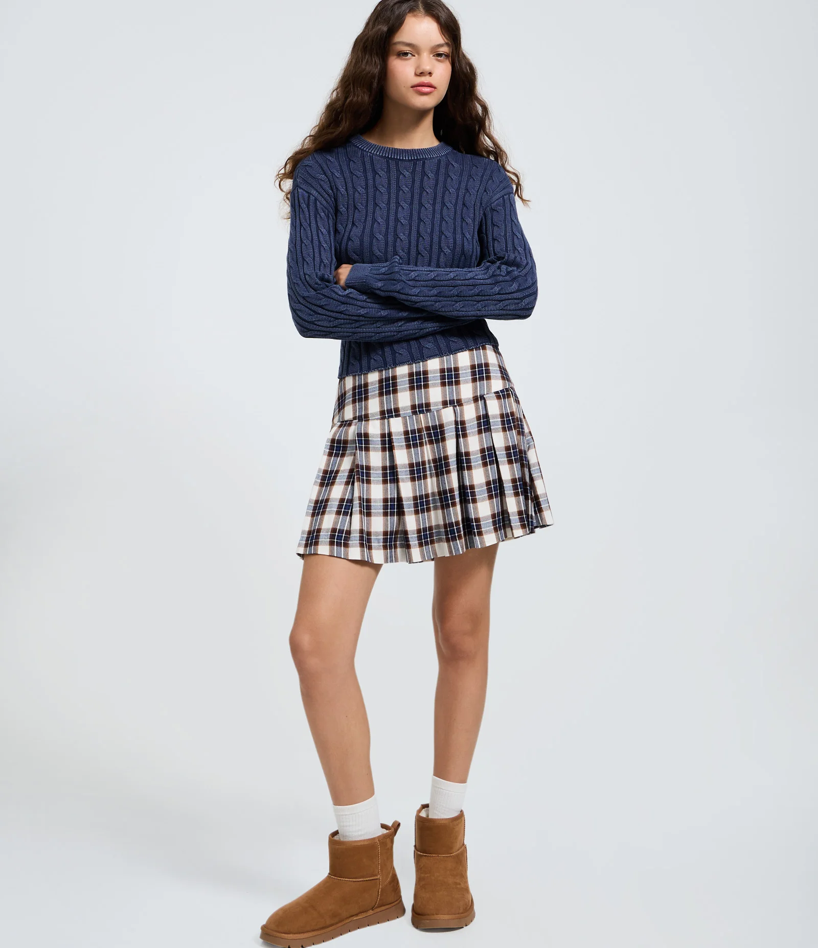 Blusa Tramada em Tricô com Manga Longa Azul 2