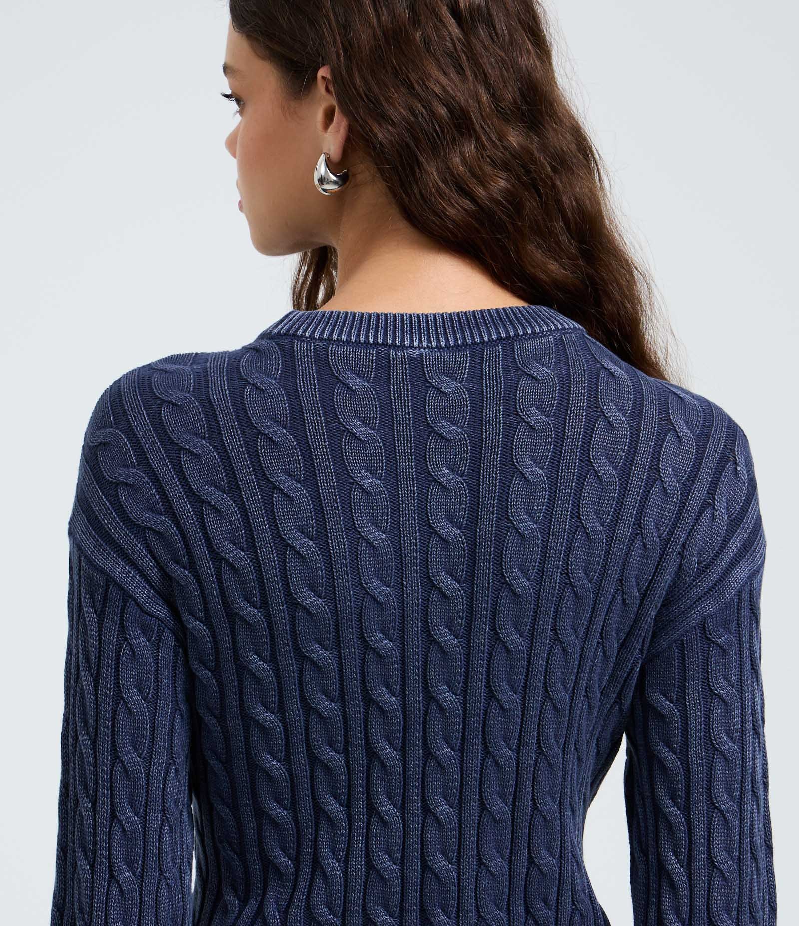 Blusa Tramada em Tricô com Manga Longa Azul 4