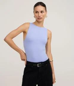 Body Básico em Poliamida com Gola Redonda