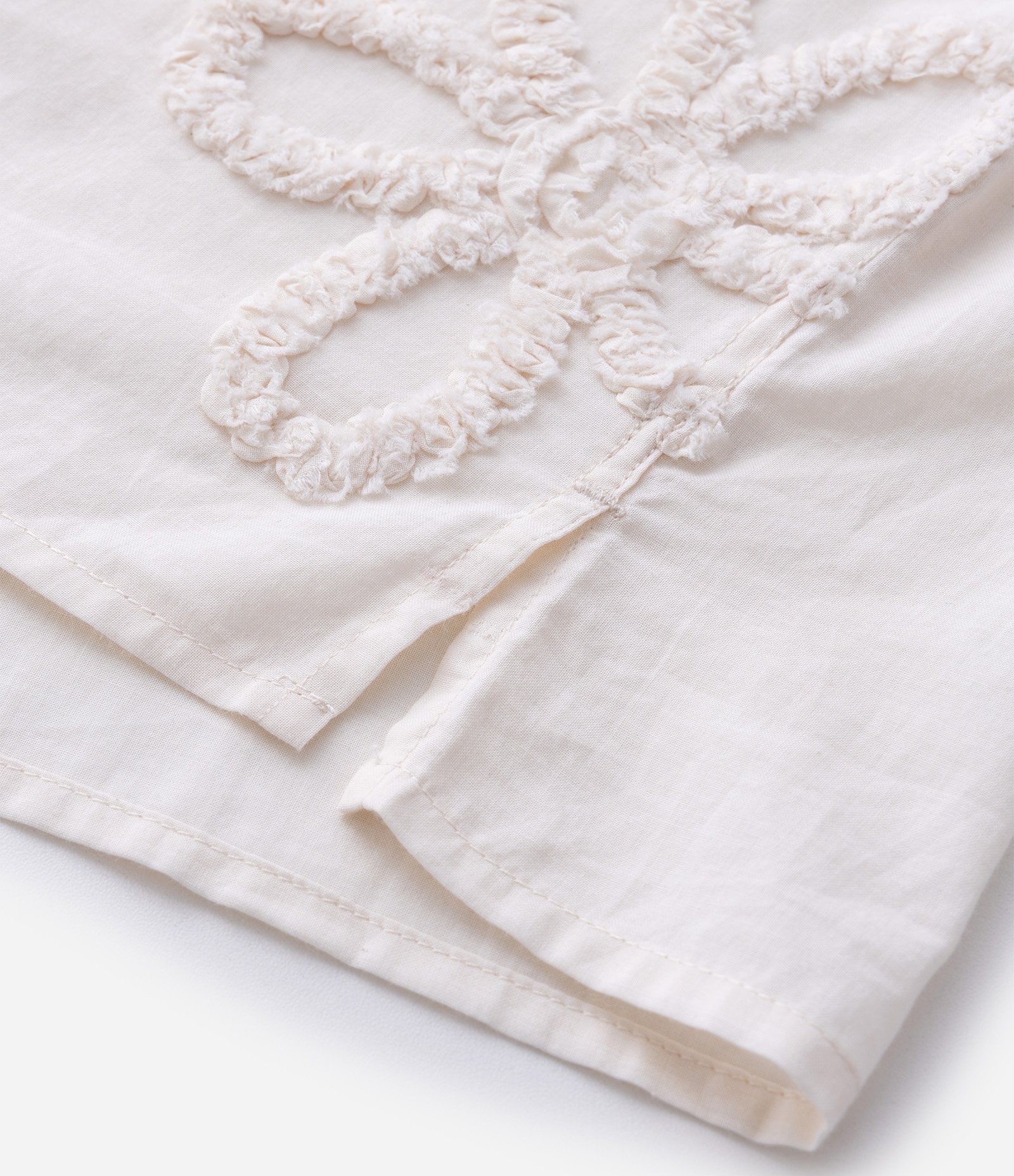 Camisa Manga Curta em Algodão com Bordado Floral em Alto Relevo Off White 4