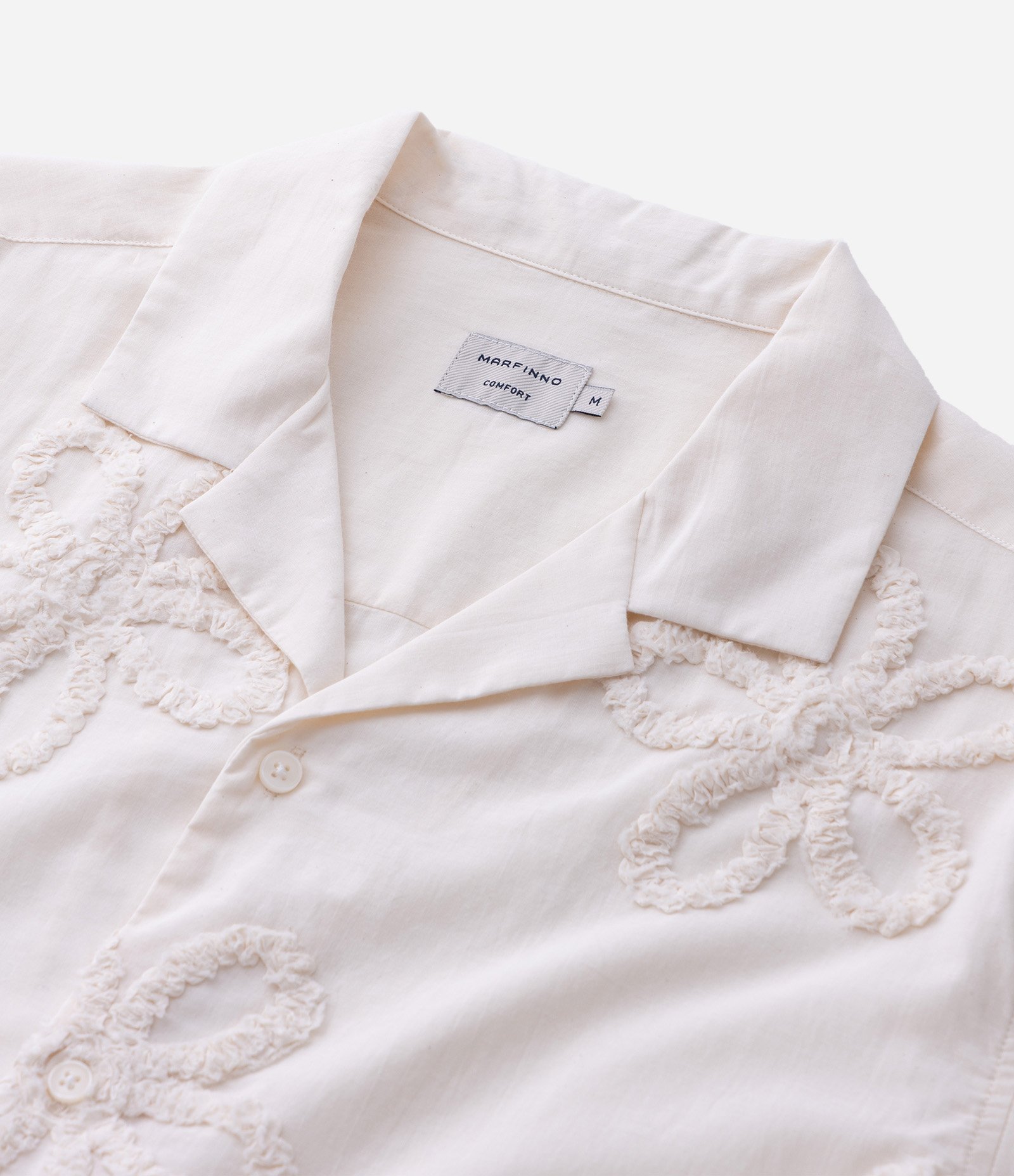 Camisa Manga Curta em Algodão com Bordado Floral em Alto Relevo Off White 5