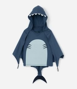 Camiseta Infantil com Estampa de Tubarão e Capa - Tam 1 a 6 Anos